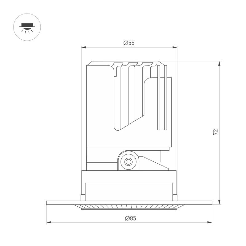 Встраиваемый светильник даунлайт Arlight MS-ARADO-TRIMLESS-R55-7W Warm3000 (WH-WH, 55 deg, 230V) (IP20 Металл) 052407