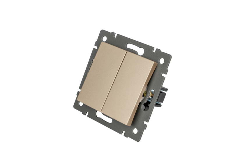 Механизм выключателя двухклавишный проходной Arlight SWT-MKP2-PL-GD-V (250V, 10A) 049895