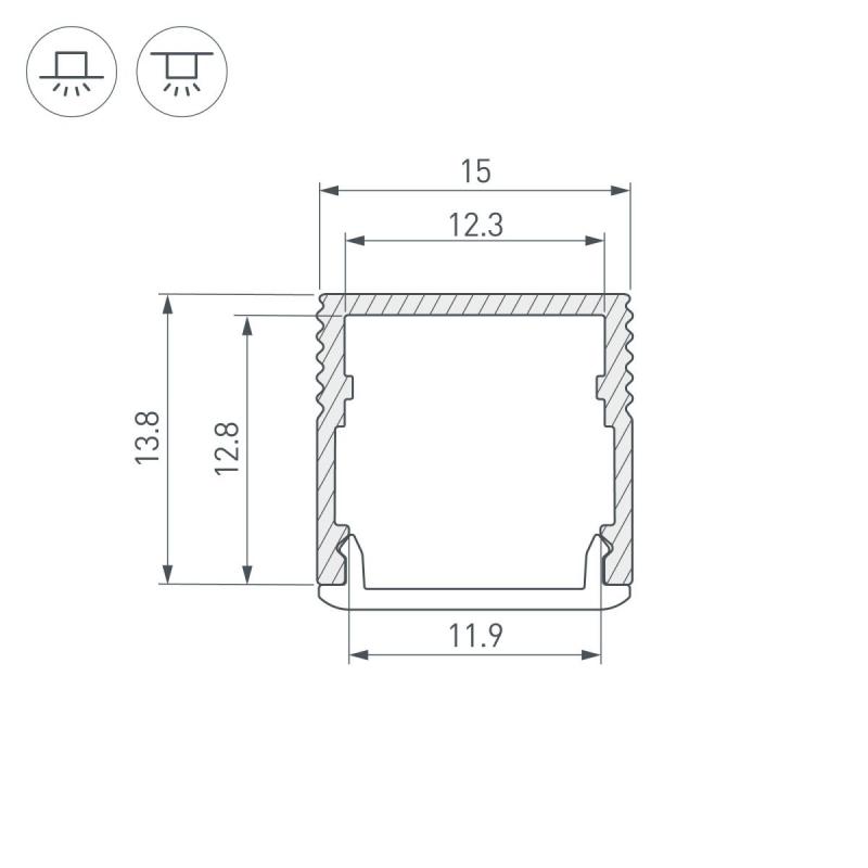 Профиль Arlight SL-MINI-15-3000 ANOD (Алюминий) 061608