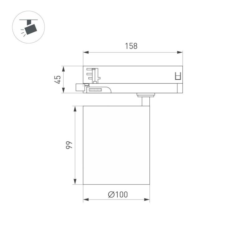 Трековый трехфазный светильник Arlight LGD-DYKE-4TR-R100-36W Day4000 (WH, 50 deg, 230V) 052291