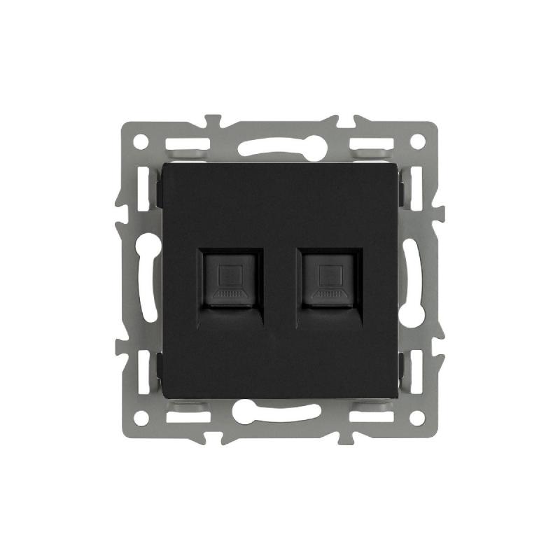 Механизм компьютерной розетки двойной Arlight SCT-MPC2-PL-BK (RJ-45, CAT6) 045337