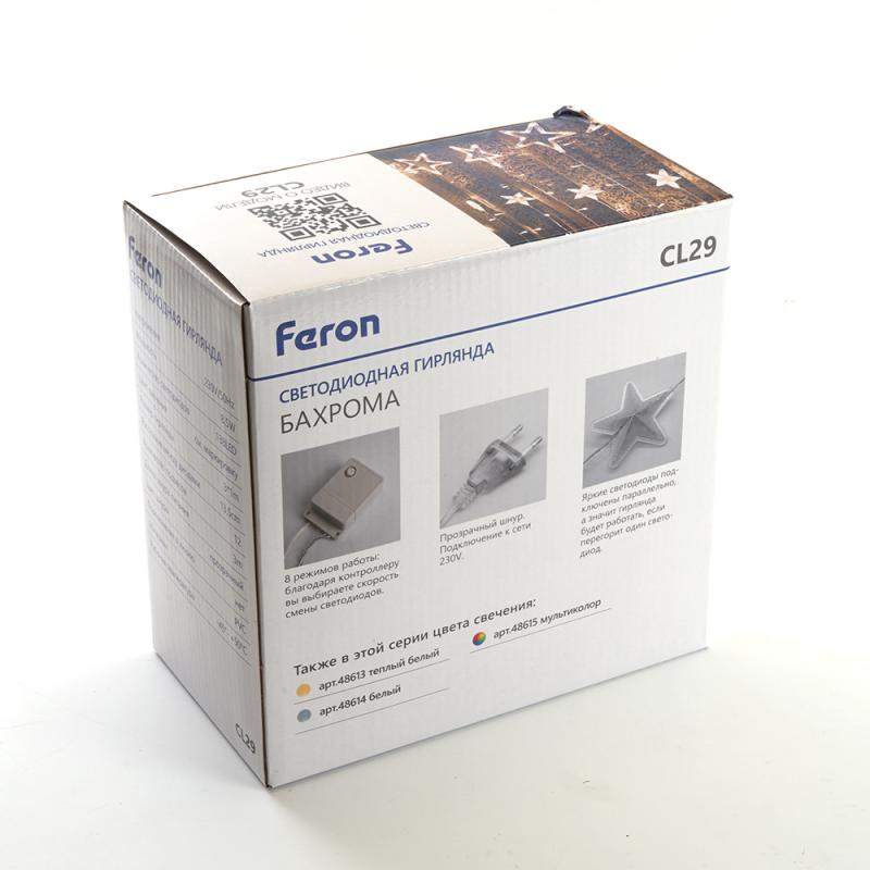 Светодиодная гирлянда бахрома Звезды Feron CL29 48615